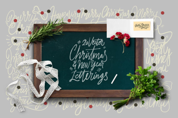 20 Christmas NYE Letterings Vector for Crafts