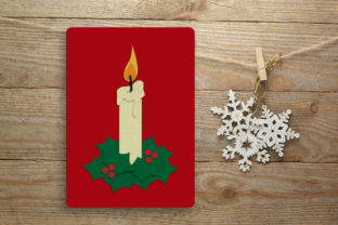 Christmas Candle with Holly for Crafts