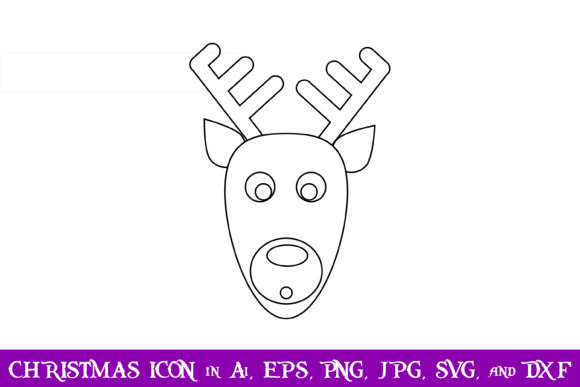 Christmas Deer with Black Outline Icons