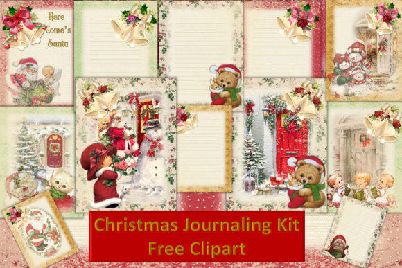 Christmas Junk Journal Kit Free Clipart for Crafts