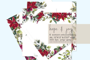 Watercolor Christmas Poinsettia Frames Backgrounds